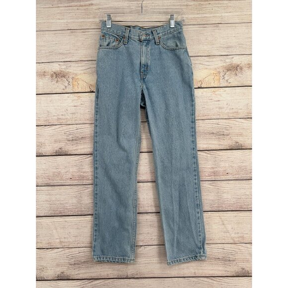 Vintage 90's Levi's 512 Slim Fit‎ Straight Leg Jeans Juniors 5 S Blue Light Wash - Picture 1 of 11